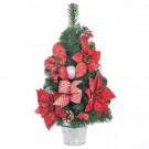 Home Accents Holiday 24 in. H Icy Red Poinsettia Pine Tree with Metal Base-2323350HD 206954396