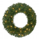 Home Accents Holiday 24 in. Pre-Lit Noble Fir Artificial Christmas Wreath with 35 Clear Lights-GD20FY146C00 206770979
