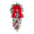 Home Accents Holiday 32 in. Flocked Pine Teardrop with Red and White Balls-2321290HD 206771291