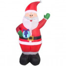 Home Accents Holiday 42.52 in. W x 33.47 in. D x 77.95 in. H Lighted Inflatable Santa with Present-39412 206950097