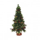 Home Accents Holiday 4.5 ft. Pre-Lit Potted Artificial Christmas Tree with Drum Pot and Clear Lights-BOWOTHD99US 206950369