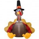Home Accents Holiday 50 in. W x 40.16 in. D x 60 in. H Inflatable Turkey-71673 206762551