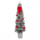 Home Accents Holiday 75 in. Pre-Lit Snowy Pine Porch Artificial Tree with 100 Clear Battery Operated LED Lights and Timer Function-2321260HD 206771245