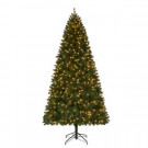 Home Accents Holiday 9 ft. Pre-Lit LED Wesley Spruce Quick-Set Artificial Christmas Tree with Warm White Lights-TG90M3P07L07 206771008