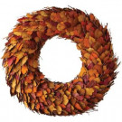 Home Decorators Collection 28 in. Artificial Harvest Wreath with Orange Dried Leaves-9755300570 300145288