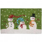 J & M Home Fashions Christmas Three Snowmen Vinyl Back Coco 18 in. x 30 in. Door Mat-70188 206639158