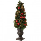 Martha Stewart Living 4 ft. Pre-Lit Artificial Christmas Tree with Magnolias and Ornaments-9754300610 300267310