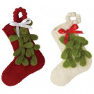 Martha Stewart Living Wool Felt Mistletoe Stocking Ornament (Set of 2)-9728100410 300243016