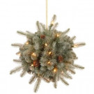 National Tree Company 12 in. Frosted Arctic Spruce Kissing Ball with Battery Operated Warm White LED Lights-PEFA1-307-12K-B 300487245