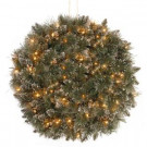 National Tree Company 16 in. Glittery Bristle Pine Kissing Ball with Battery Operated Warm White LED Lights-GB3-300-16K-B1 300487216