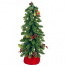 National Tree Company 2 ft. Downswept Forestree Artificial Christmas Tree with Cones, Red Berries in Red Cloth Bag and Clear Lights-FTD1-24BRDLO-1 207183167