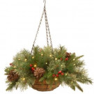 National Tree Company 20 in. Colonial Hanging Basket with Battery Operated Warm White LED Lights-PECO1-300-20HB1 300487243