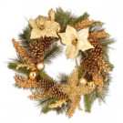 National Tree Company 24 in. Gold Poinsettia Artificial Wreath-RAC-14137W24 300154648