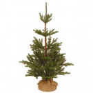 National Tree Company 3-1/2 ft. Feel Real Imperial Spruce Artificial Christmas Tree with Bark Pole in Burlap Base-PEIS3-700-35 207183269