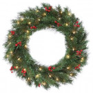 National Tree Company 30 in. Noble Artificial Wreath with 50 Clear Lights-DC3-162L-30W 206084816