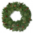 National Tree Company 30 in. Unlit Cashmere Cone and Berry Decorated Artificial Wreath with Red Berries and Pinecones-CCB19-30W 205146931
