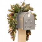 National Tree Company 36 in. Glittery Mountain Spruce Mailbox Swag with Battery Operated Warm White LED Lights-GLM1-300-3M-B1 300487249