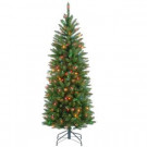 National Tree Company 4-1/2 ft. Kingswood Fir Hinged Pencil Artificial Christmas Tree with Multicolor Lights-KW7-313-45 207183186
