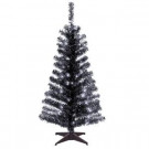 National Tree Company 4 ft. Black Tinsel Artificial Christmas Tree with Clear Lights-TT33-304-40 300487966