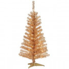 National Tree Company 4 ft. Champagne Tinsel Artificial Christmas Tree with Clear Lights-TT33-302-40 300487973