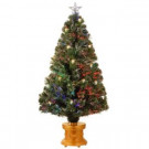 National Tree Company 4 ft. Fiber Optic Fireworks Artificial Christmas Tree with Gold Lanterns-SZLX7-111-48 205331314