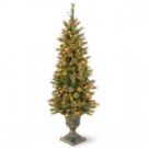 National Tree Company 4 ft. Glittery Gold Pine Entrance Artificial Christmas Tree in Dark Bronze Urn-GPG3-341-40 205299345