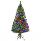 National Tree Company 5 ft. Fiber Optic LED Evergreen Artificial Christmas Tree with 150 Multi Lights in 16 in. Folding Stand-SZE7-147-60 205331306