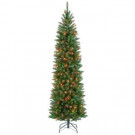 National Tree Company 7 ft. Kingswood Fir Pencil Artificial Christmas Tree with Multicolor Lights-KW7-313-70 207183189