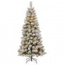 National Tree Company 7.5 ft. Snowy Bristle Pine Slim Pine Artificial Christmas Tree with Clear Lights-SNP1-304-75 207183330