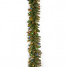 National Tree Company 9 ft. Feel-Real Downswept Douglas Fir Artificial Garland with 100 Multi-Color Lights-PEDD4-371M-9A1 205945921