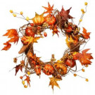National Tree Company Harvest Accessories 21 in. Artificial Wreath with Pumpkins, Maples and Leaves-RAHV-W060188A 207123485