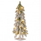 National Tree Company Snowy Downswept 24 in. Artificial Forestree with Metal Plate and 50 Clear Lights-FTDF1-24ALO-1 207183171