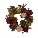 Nearly Natural 22 in. Artificial Wreath with Autumn Hydrangeas and Peony-4911 202510757