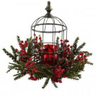 Nearly Natural Pine Berry Birdhouse Candelabrum-4814 204688136