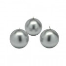 Zest Candle 2 in. Metallic Silver Ball Candles (12-Box)-CBZ-036 203362785